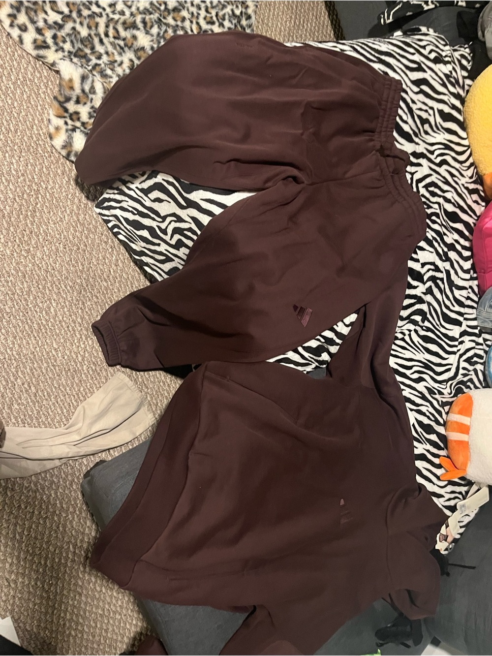 Brown/ Maroon(??) Adidas Hoodie and Sweatpants Set/ Sweatsuit